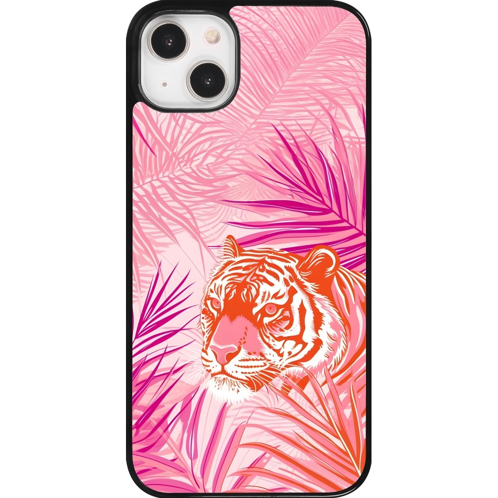 iPhone 14 Plus Case Hülle - Tiger Palmen rosa