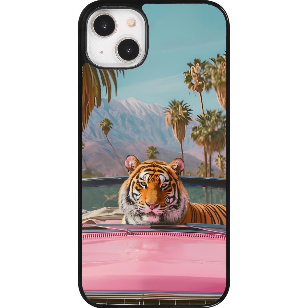 Coque iPhone 14 Plus - Tigre voiture rose