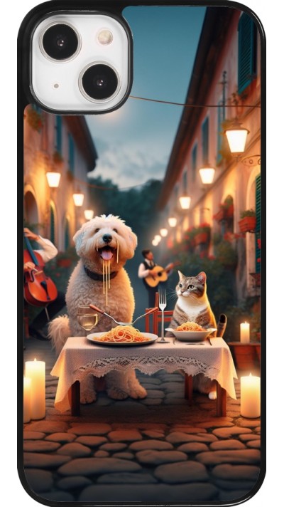 iPhone 14 Plus Case Hülle - Valentin 2024 Hund & Katze Kerzenlicht