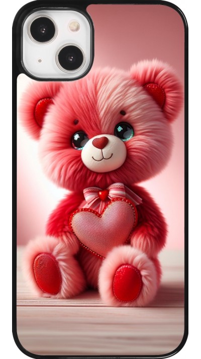 iPhone 14 Plus Case Hülle - Valentin 2024 Rosaroter Teddybär