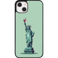 Coque iPhone 14 Plus - Wine Statue de la liberté avec un verre de vin