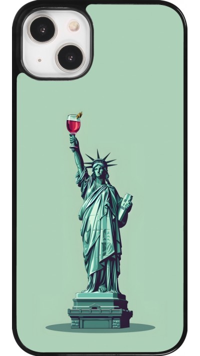 Coque iPhone 14 Plus - Wine Statue de la liberté avec un verre de vin