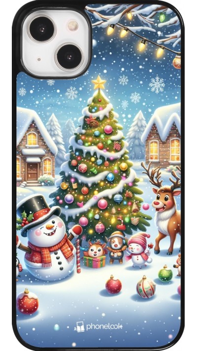 iPhone 14 Plus Case Hülle - Weihnachten 2023 Schneemann und Tannenbaum