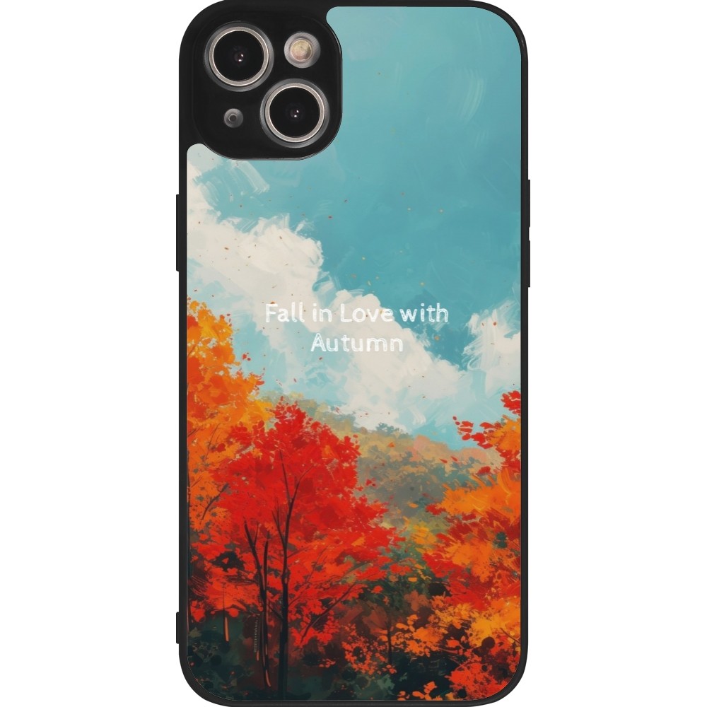 Coque iPhone 14 Plus - Silicone rigide noir Autumn 25 Fall in love