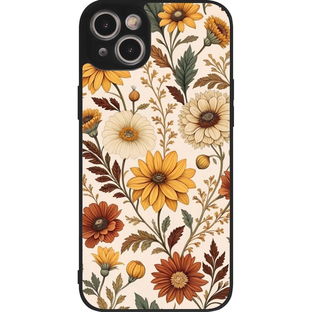 iPhone 14 Plus Case Hülle - Silikon schwarz Autumn 25 Flower pattern