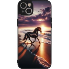 iPhone 14 Plus Case Hülle - Silikon schwarz Pferd majestätisch Strand