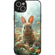 Coque iPhone 14 Plus - Silicone rigide noir Easter 2026 Rabbit in the garden