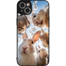 Coque iPhone 14 Plus - Silicone rigide noir Easter 2026 Rabbits