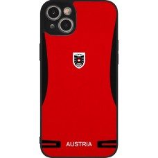 Coque iPhone 14 Plus - Silicone rigide noir Maillot de football Autriche 2026 personnalisable