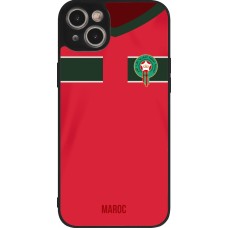 Coque iPhone 14 Plus - Silicone rigide noir Maillot de football Maroc 2022 personnalisable
