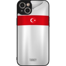 Coque iPhone 14 Plus - Silicone rigide noir Maillot de football Turquie personnalisable
