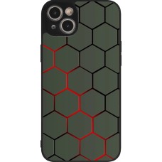 Coque iPhone 14 Plus - Silicone rigide noir Geometric Line red