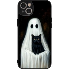 Coque iPhone 14 Plus - Silicone rigide noir Halloween 2025 Ghost with black cat