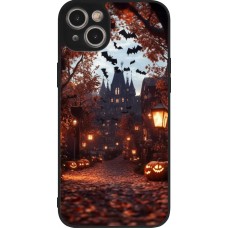 Coque iPhone 14 Plus - Silicone rigide noir Halloween 2025 Haunted house