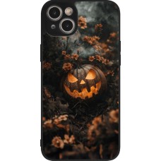 iPhone 14 Plus Case Hülle - Silikon schwarz Halloween 2025 Pumpkin with flowers