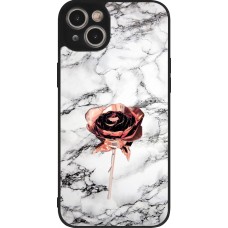Coque iPhone 14 Plus - Silicone rigide noir Marble Rose Gold