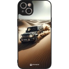 Coque iPhone 14 Plus - Silicone rigide noir Mercedes G Drift Desert