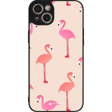 Coque iPhone 14 Plus - Silicone rigide noir Pink Flamingos Pattern