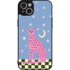 iPhone 14 Plus Case Hülle - Silikon schwarz Pink leopard with stars 2026