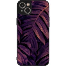 iPhone 14 Plus Case Hülle - Silikon schwarz Purple Light Leaves
