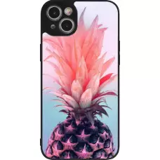 Coque iPhone 14 Plus - Silicone rigide noir Purple Pink Pineapple