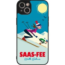 Coque iPhone 14 Plus - Silicone rigide noir Saas-Fee Ski Downhill