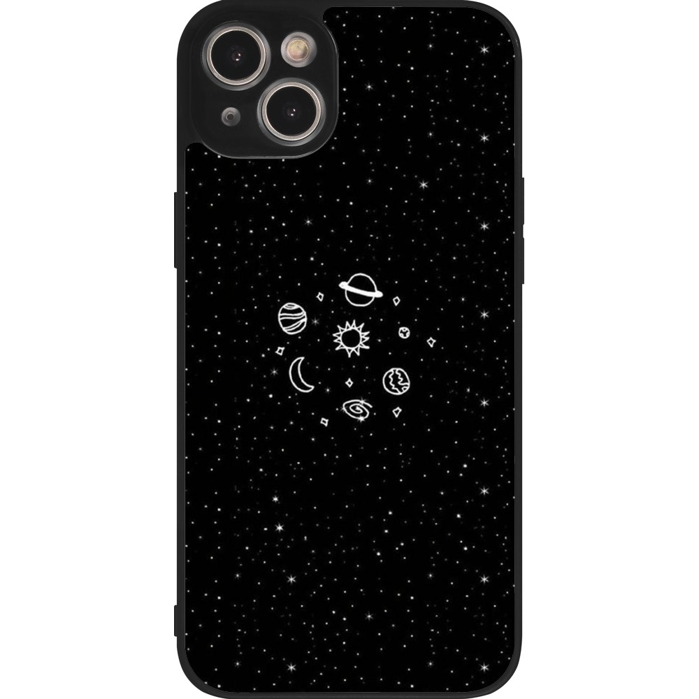 Coque iPhone 14 Plus - Silicone rigide noir Space Doodle