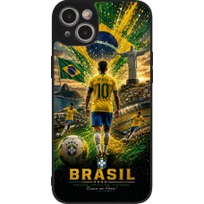 Coque iPhone 14 Plus - Silicone rigide noir Football Brésil splash 2026