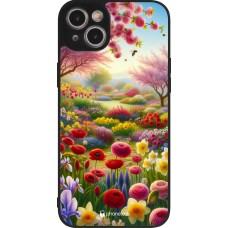Coque iPhone 14 Plus - Silicone rigide noir Spring 25 Bouquet printemps