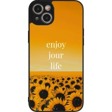 Coque iPhone 14 Plus - Silicone rigide noir Summer 2025 Enjoy your life