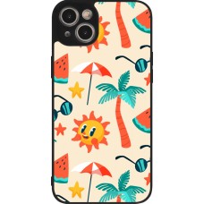 Coque iPhone 14 Plus - Silicone rigide noir Summer 2025 Pattern soleil