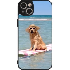 Coque iPhone 14 Plus - Silicone rigide noir Summer Dog on Paddle