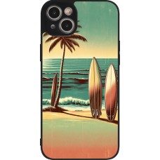 Coque iPhone 14 Plus - Silicone rigide noir Surf Paradise