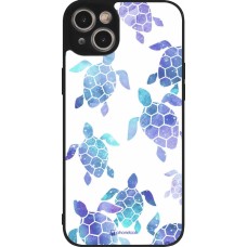 Coque iPhone 14 Plus - Silicone rigide noir Turtles pattern watercolor