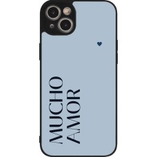 Coque iPhone 14 Plus - Silicone rigide noir Valentine 2024 mucho amor azul