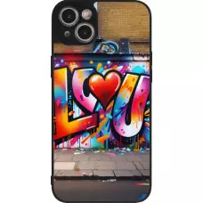 Coque iPhone 14 Plus - Silicone rigide noir Valentine 2025 Love U Tag