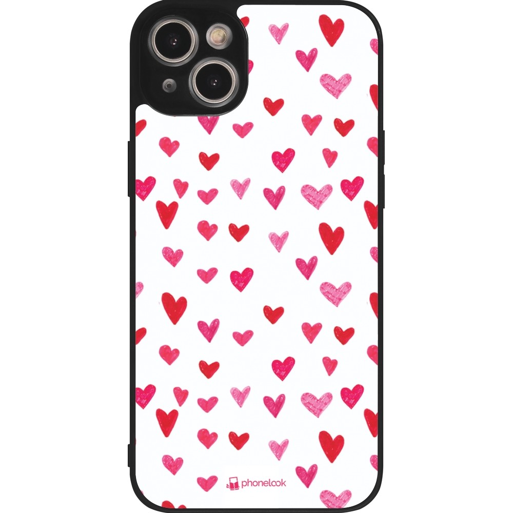 iPhone 14 Plus Case Hülle - Silikon schwarz Valentine 2022 Many pink hearts