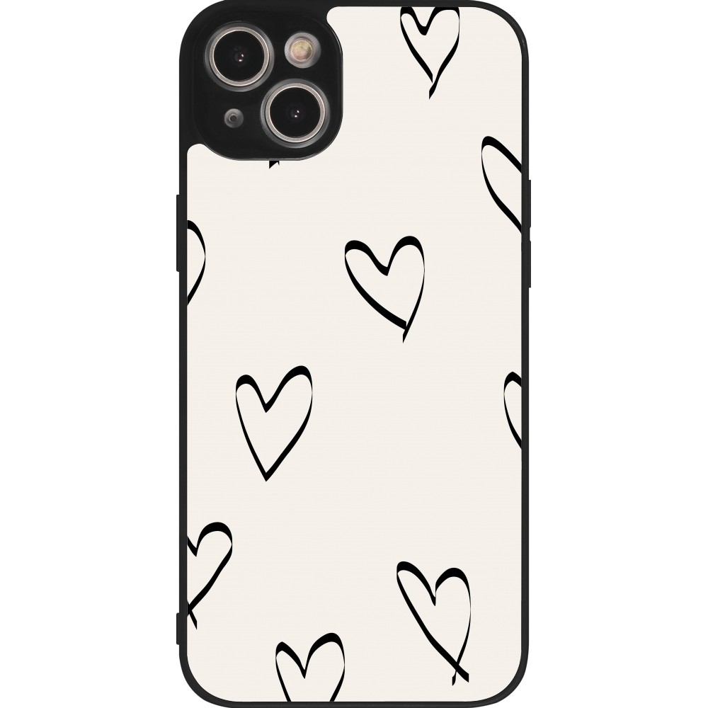 iPhone 14 Plus Case Hülle - Silikon schwarz Valentine 2023 minimalist hearts