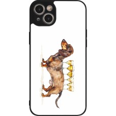 Coque iPhone 14 Plus - Silicone rigide noir Wine Teckel