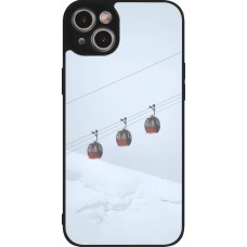 Coque iPhone 14 Plus - Silicone rigide noir Winter 22 ski lift