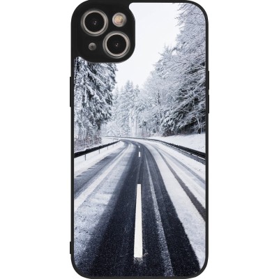 iPhone 14 Plus Case Hülle - Silikon schwarz Winter 22 Snowy Road
