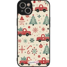 Coque iPhone 14 Plus - Silicone rigide noir Noël 2024 Camion Sapin