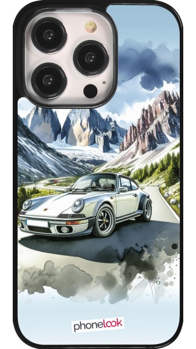 Coque iPhone 14 Pro - Porsche 911 Mountain Watercolor