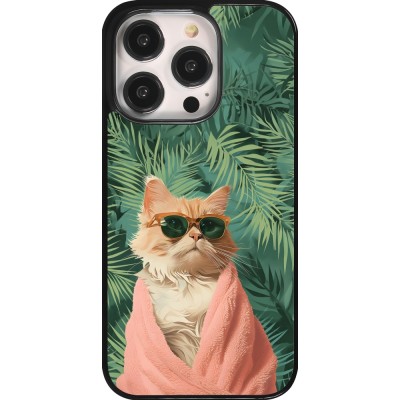 Coque iPhone 14 Pro - Cat Summer Palms