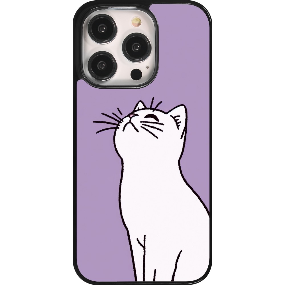 iPhone 14 Pro Case Hülle - Chat auf lila Hintergrund