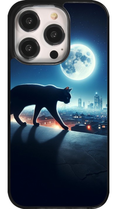 iPhone 14 Pro Case Hülle - Schwarze Katze unter dem Vollmond