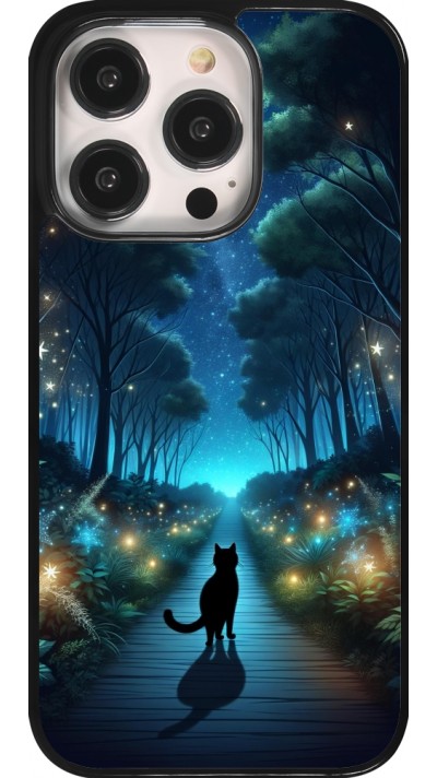 iPhone 14 Pro Case Hülle - Schwarze Katze Spaziergang
