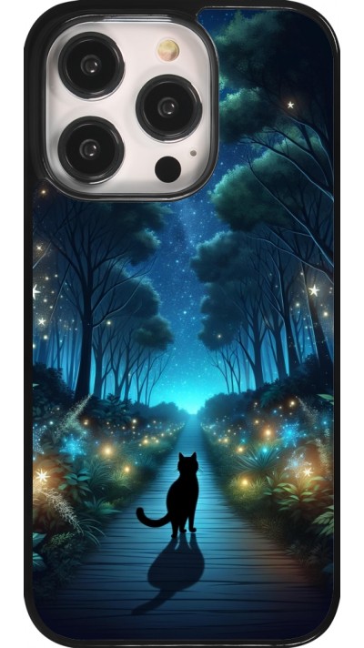 Coque iPhone 14 Pro - Chat noir promenade