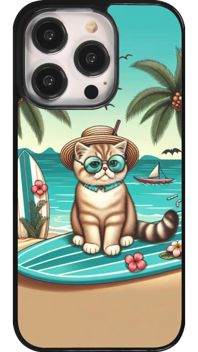 Coque iPhone 14 Pro - Chat Surf Style