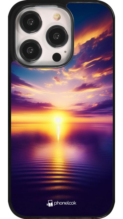 Coque iPhone 14 Pro - Coucher soleil jaune violet